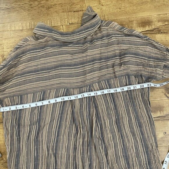 Womens Grade & grather button up Pullover top shirt brown size small s striped - Picture 8 of 9